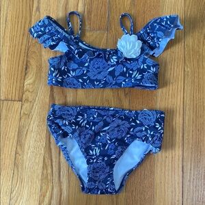 Janie and Jack Navy Floral Off the Shoulder Bikini